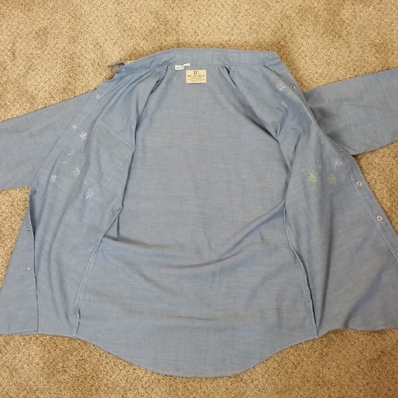 Vtg Hand Painted Long Sleeve Chambray Shirt XL - Picture 8 of 8